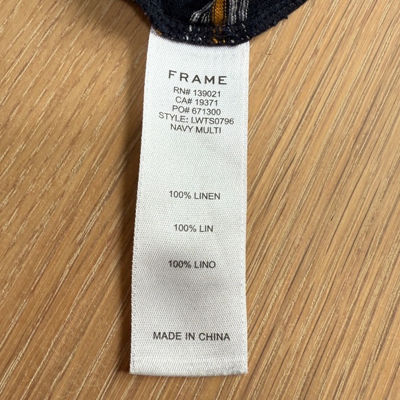 Frame Denim Navy Blue Striped Linen Baby Tee {XS} - Picture 5 of 7